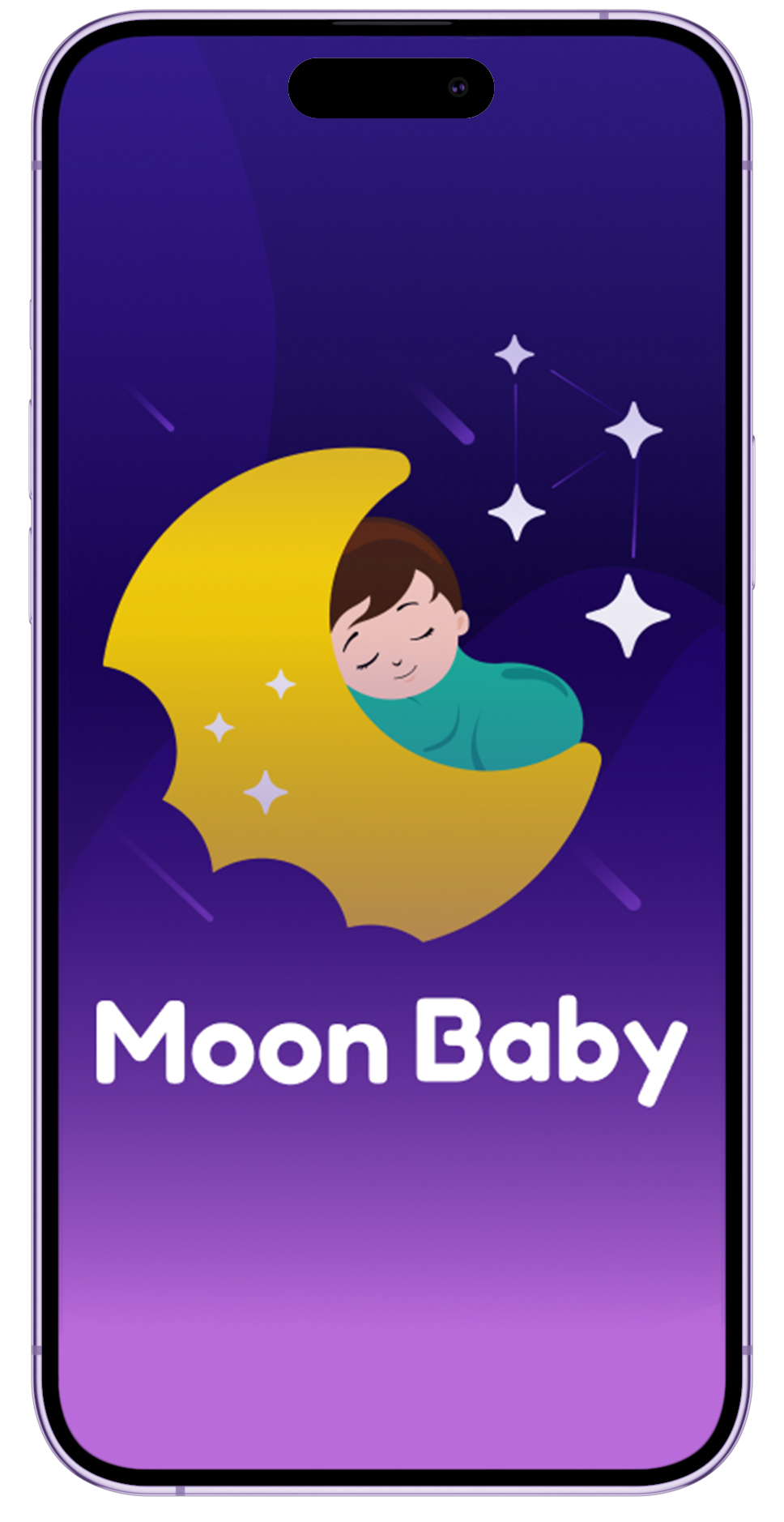 Pantalla inicial de Moon Baby con el logotipo