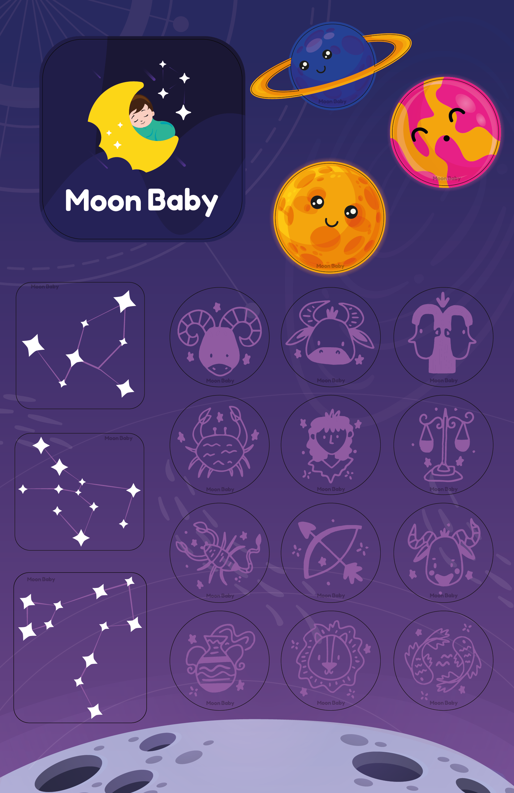 Moon Baby Astrological Stickers