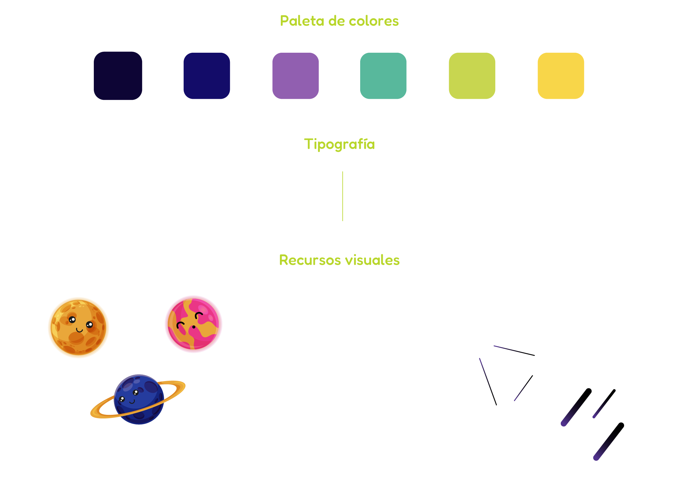 Sistema visual de Moon Baby con paleta de colores, tipografía y recursos gráficos