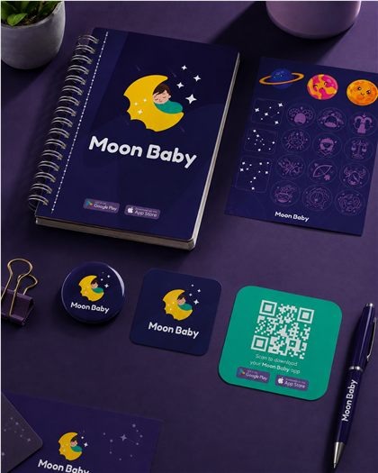 Papelería y recursos gráficos de Moon Baby