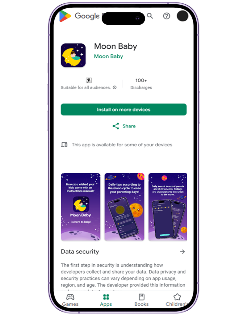 Moon Baby Google Play page in English